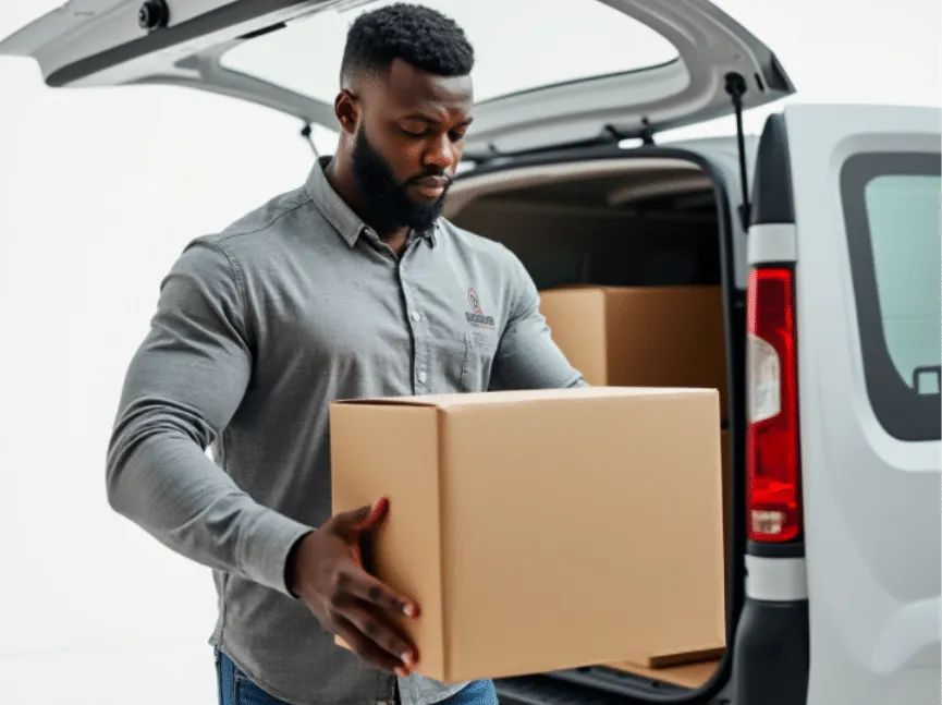 Quicksilver courier loading a delivery vehicle